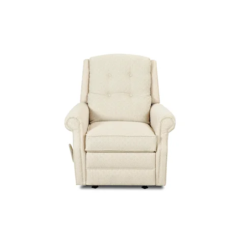 Transitional Power Reclining Chair with Rolled Arms and Button Tufting